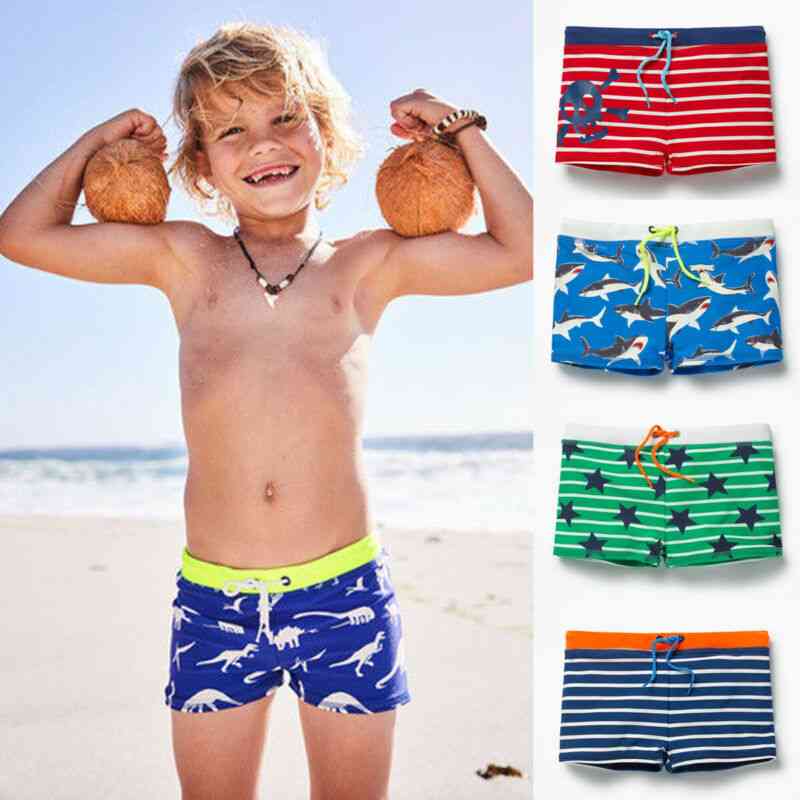 Swim Trunks, Swimming Striped Print Shorts -