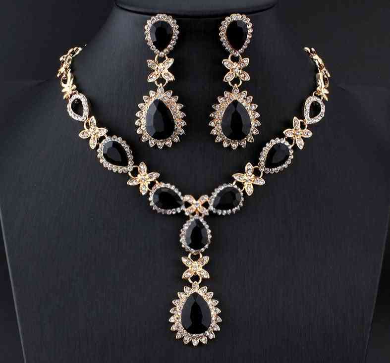 Necklace Earrings Sets, Gold-color African Women Wedding Jewelry Sets
