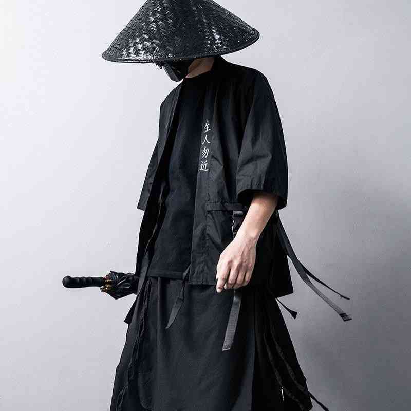 Black Cotton Fashion Stage Haori Samurai Cosplay Clothes