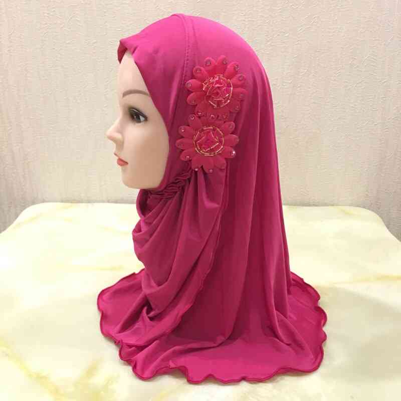 Muslim Kids Hijab Islamic Headscarf Flower Scarf