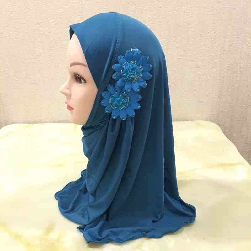 Muslim Kids Hijab Islamic Headscarf Flower Scarf