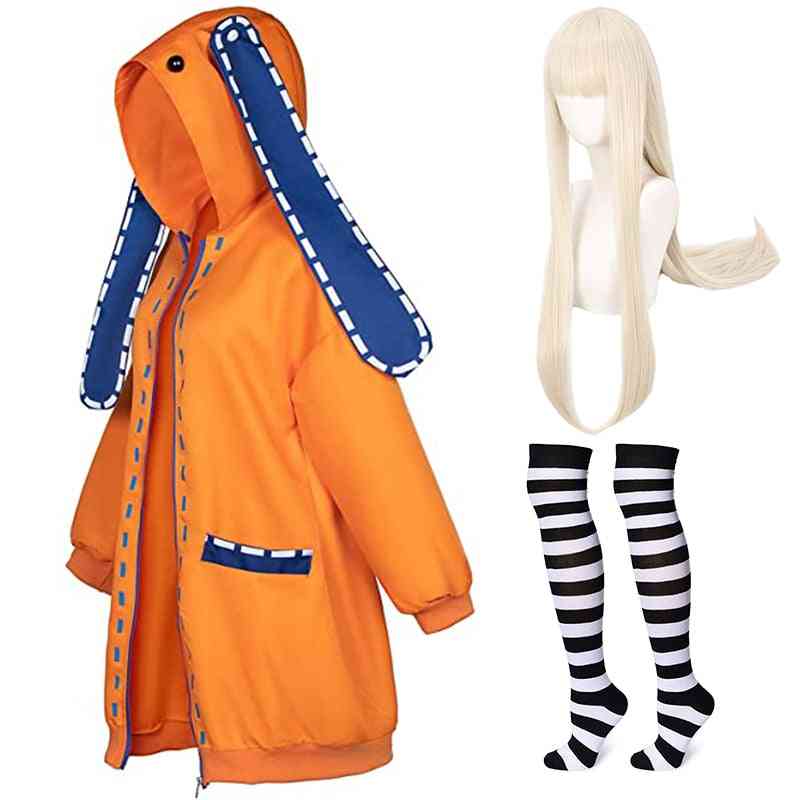 Anime kakegurui yomoduki runa cosplay kostymer hoodie gambler hoodies peruk strumpa kostym halloween kostym