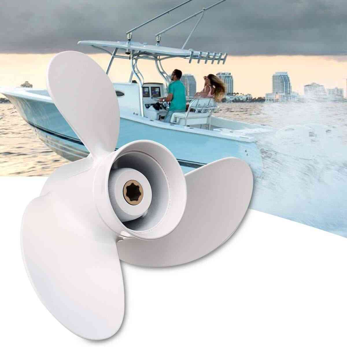 Boat Outboard Propeller White Aluminum Alloy 7 Spline Tooths - Rotation 3 Blade