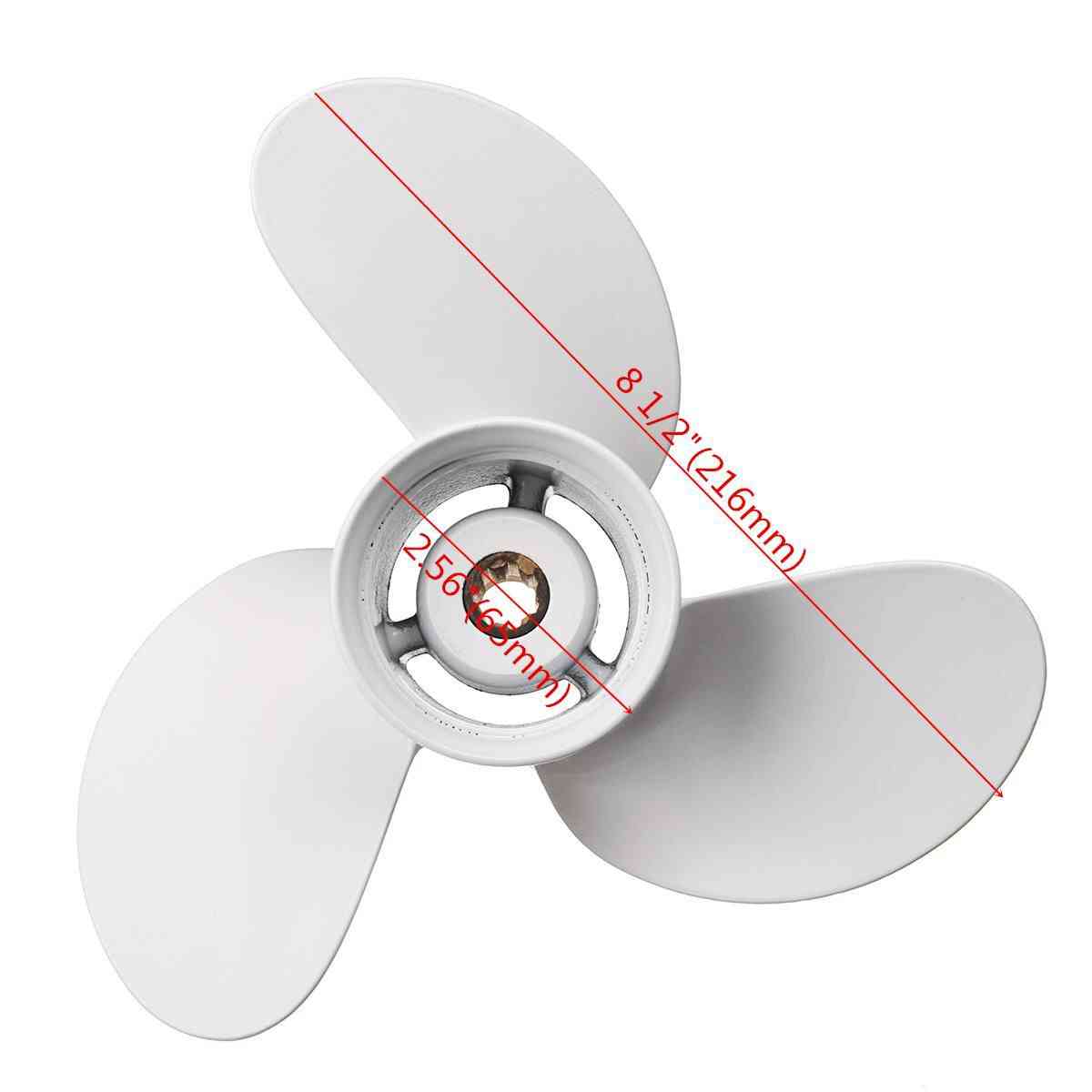 Boat Outboard Propeller White Aluminum Alloy 7 Spline Tooths - Rotation 3 Blade