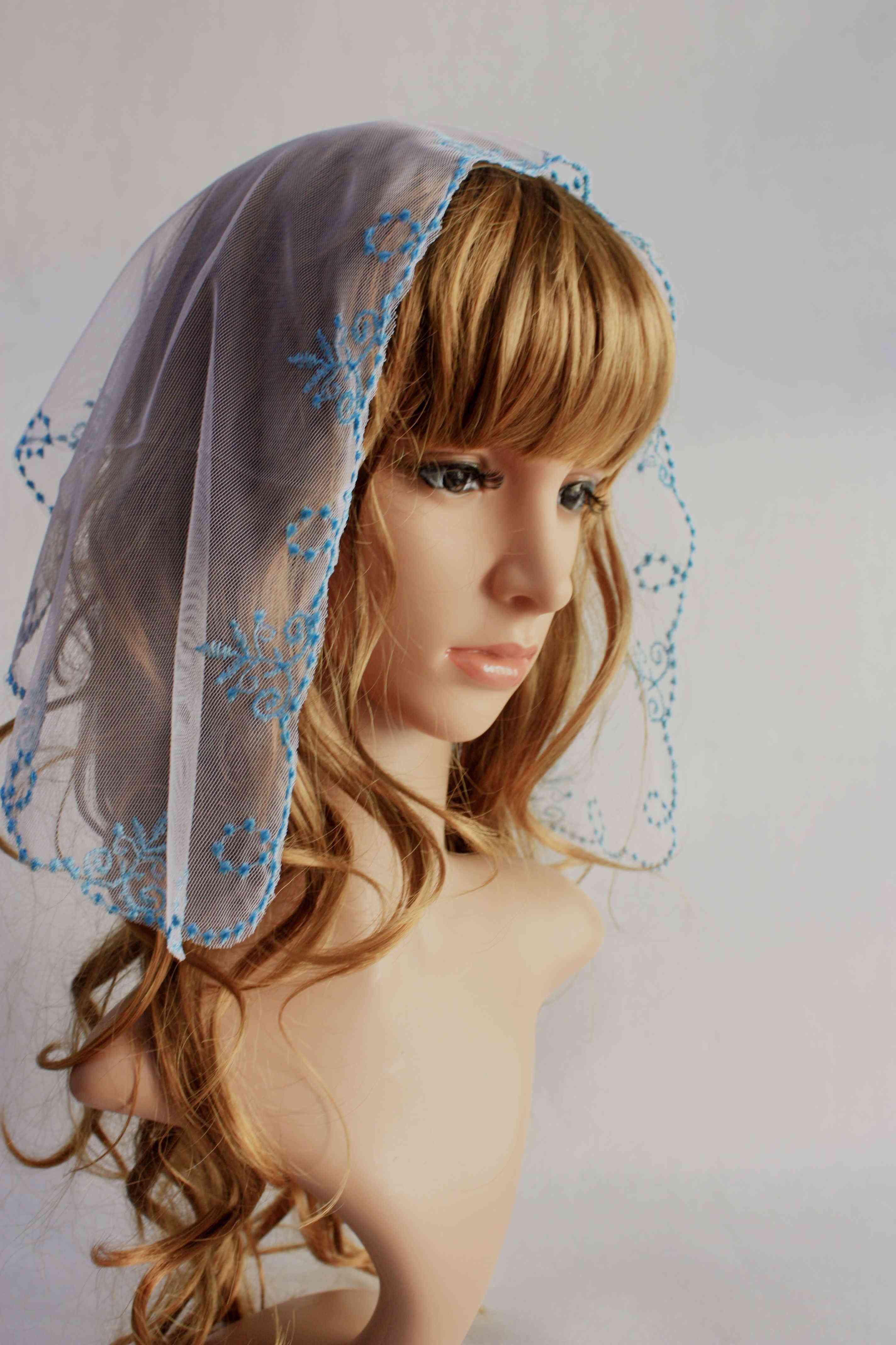 Embroidery Church Lady Head Covering Veil