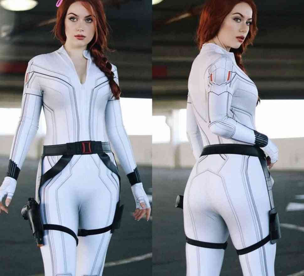 Women  Widow Geek Suit, Zentai Sexy White Jamie Bodysuit