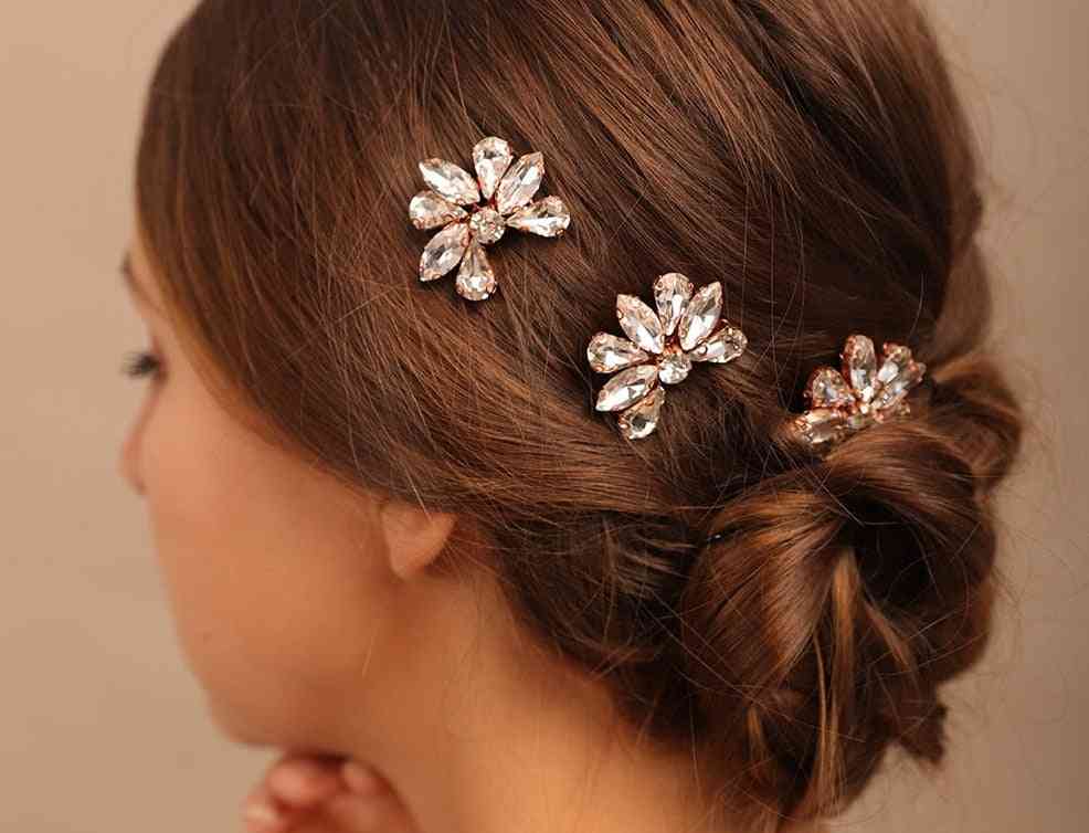 Rhinestone Flower Brides Hair Combs