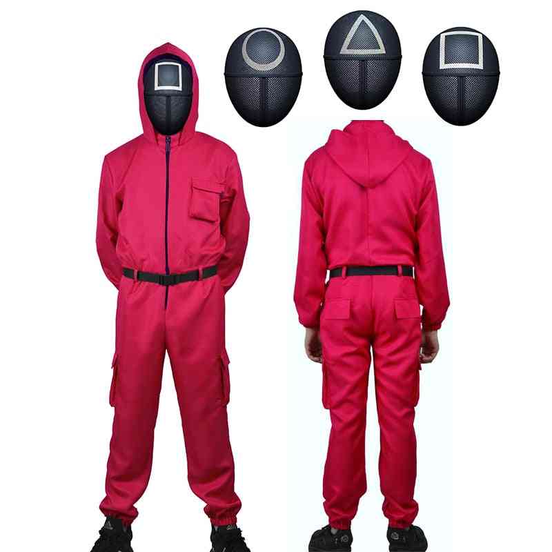 Logo Face Square Circle Triangle Squid Game Costume Kids Adult Cosplay Jumpsuit