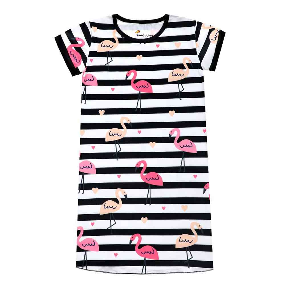 Children Pajamas Dress, Flamingo Cartoon Long Nighty -