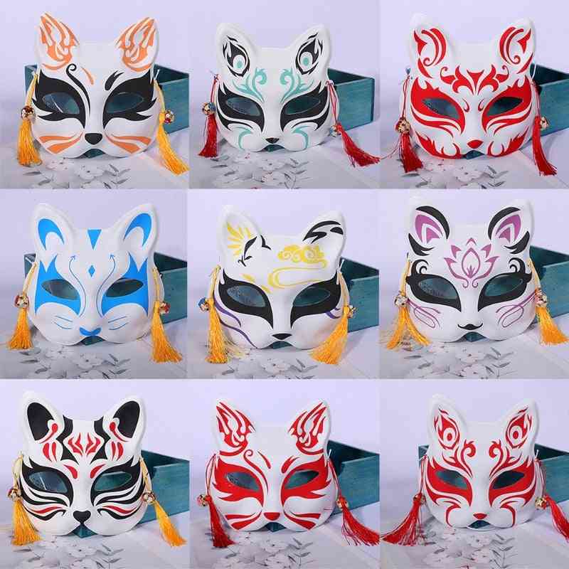 Anime demon fox handmålad halvansiktsmask
