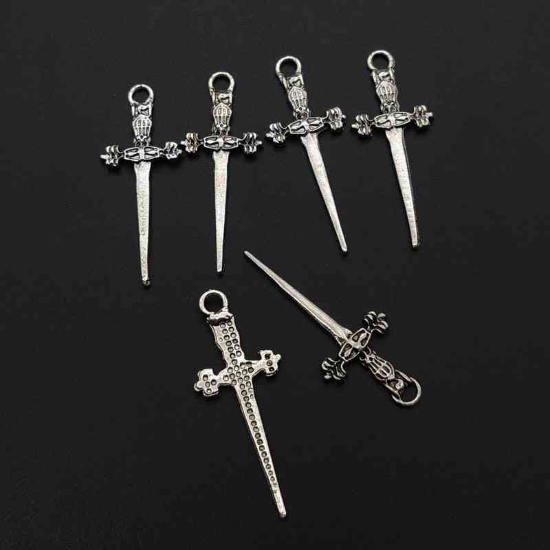 Dagger, Sword Charms Tibetan Silver Plated Pendants