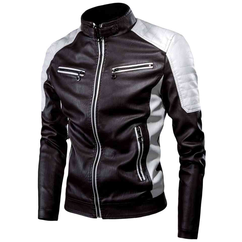 Car Splicing Leather Jacket / Motorcycle Jacket