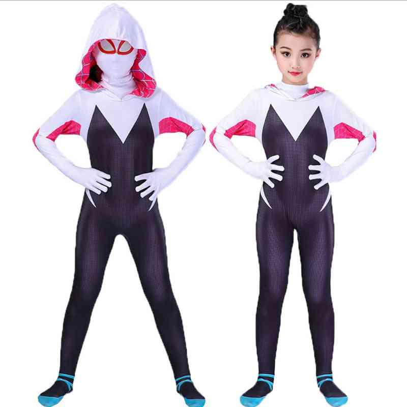 3D spider gwen dräkt jumpsuits & byxor set för vuxna / barn kvinnor