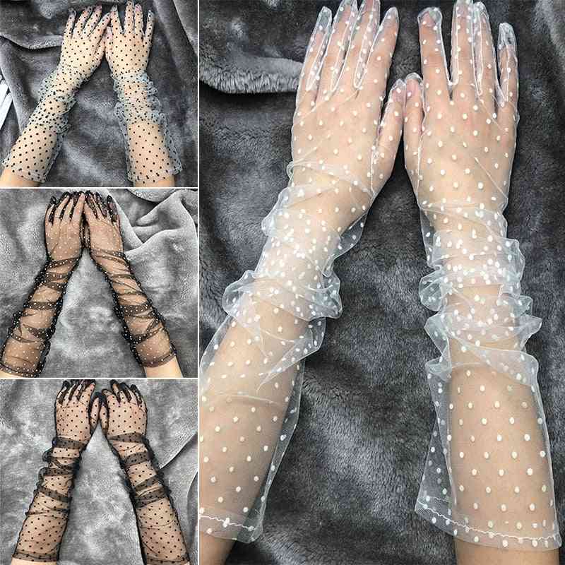 Stretchy Lace Dot Full Finger Mittens