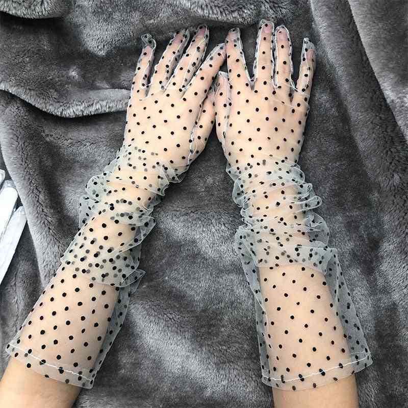 Stretchy Lace Dot Full Finger Mittens