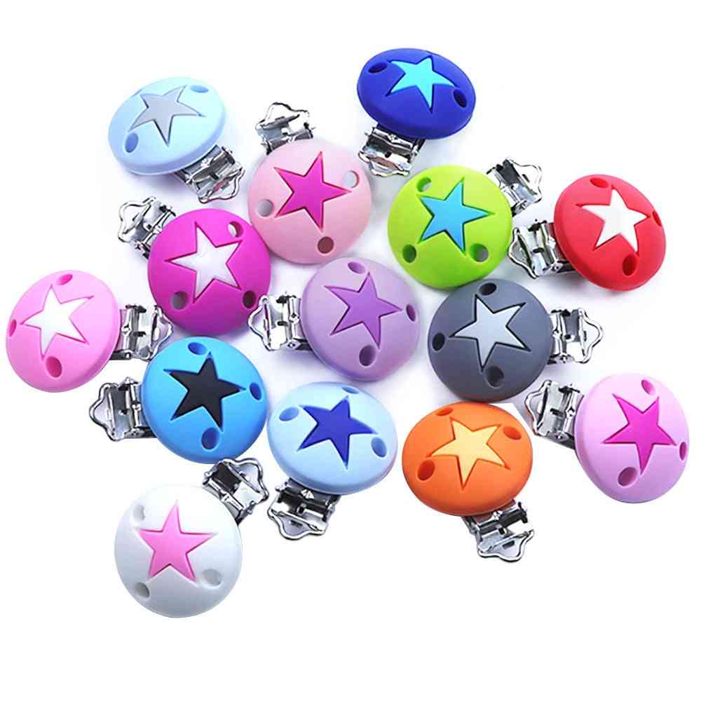 Crown Heart Stars Silicone Beads Pacifier Clips