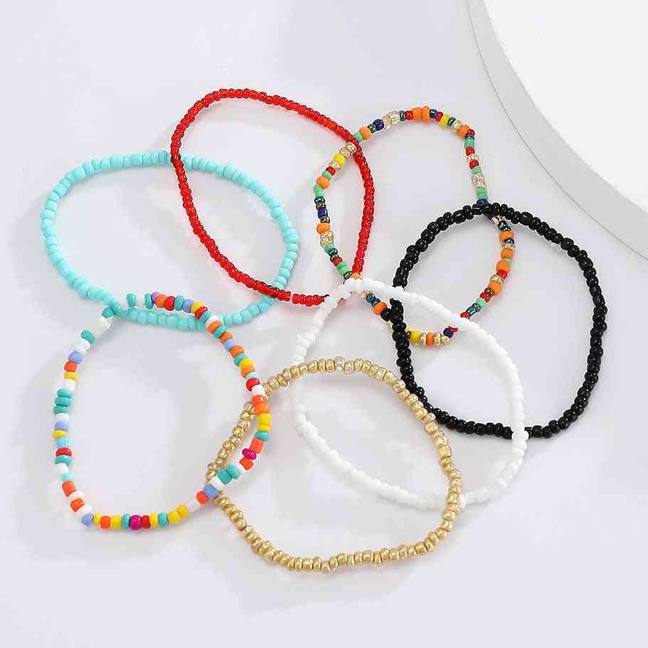 Bohemian Colorful Beads Anklets For Women - Handmade Elasticity Foot Jewelry