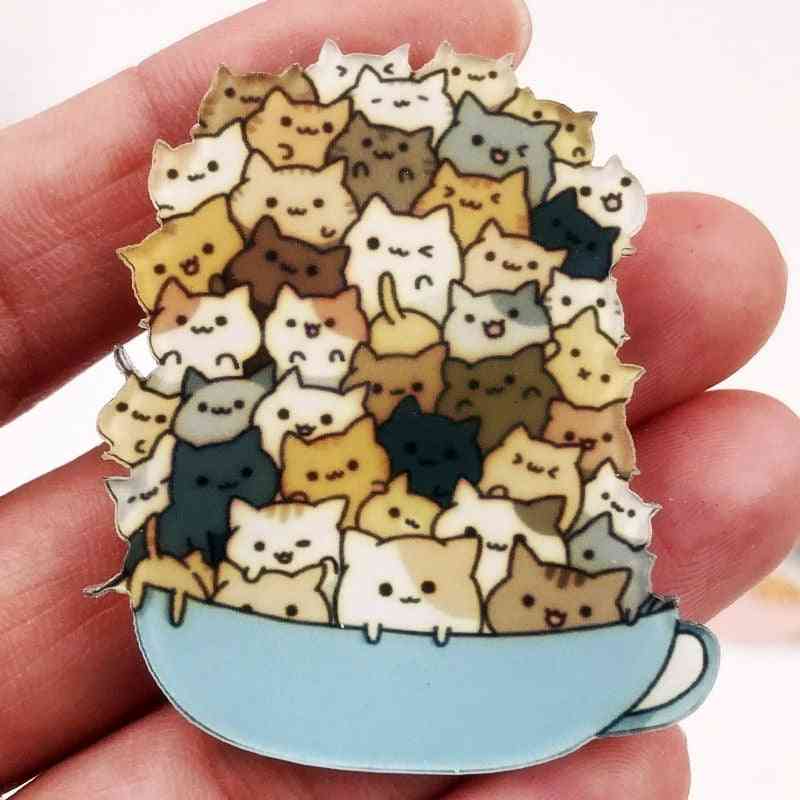 Cute Animal Cat Acrylic Brooch Clothes Badge