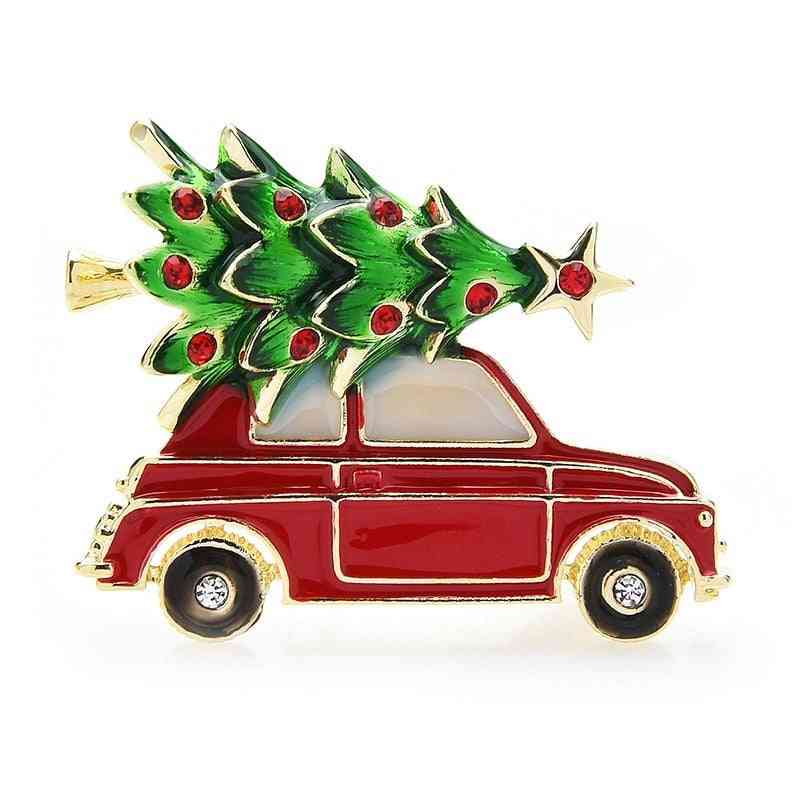 New Year Enamel Car Chrismas Tree Brooch Pins