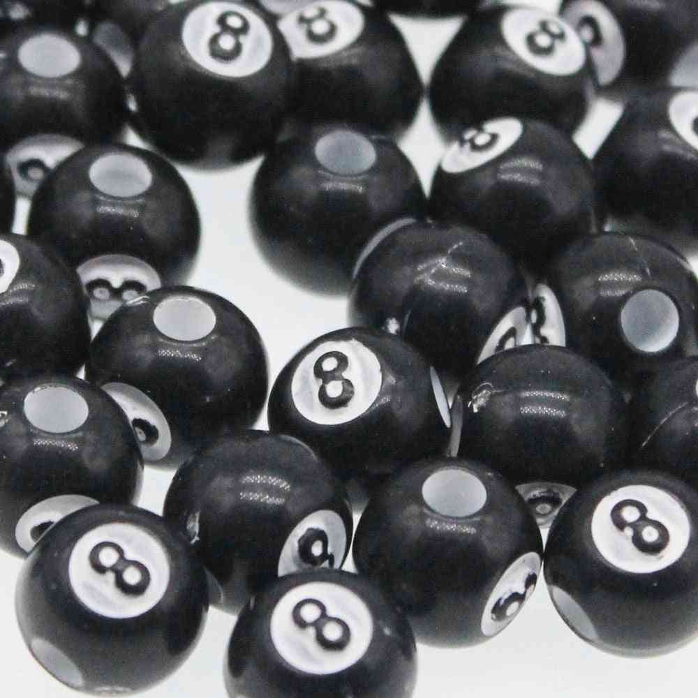 Acrylic Big Hole Billiards Black 8 Word Ball Beads For Jewelry Making