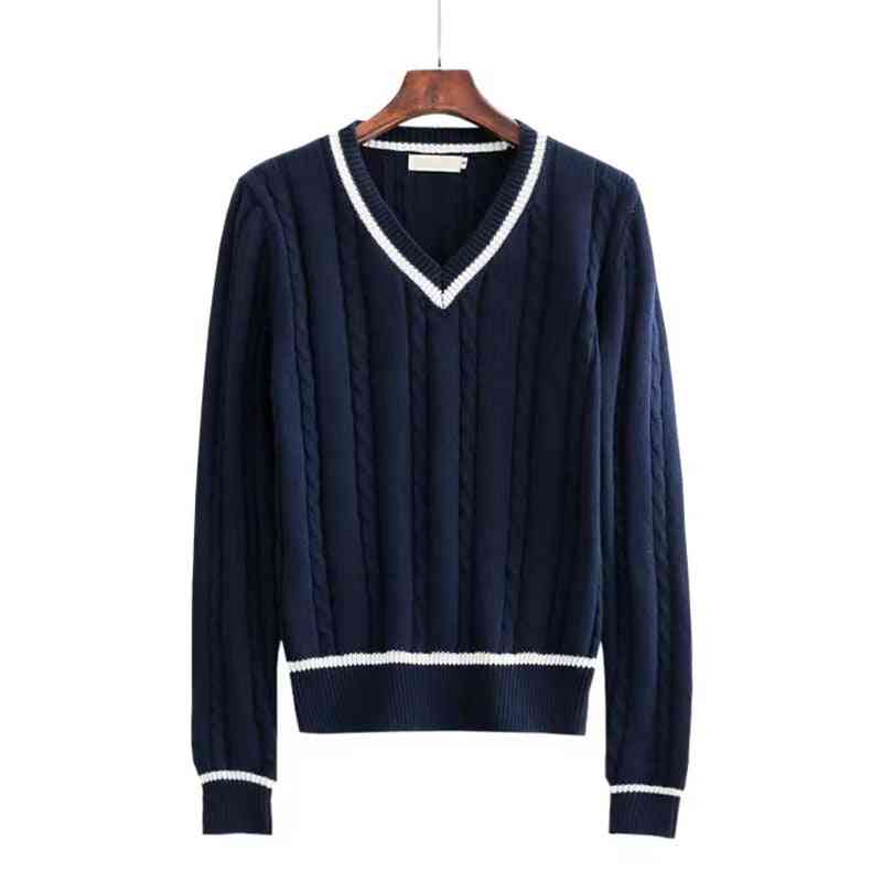 Britisk skoleuniform jk sweater v-hals strikket pullover sweater