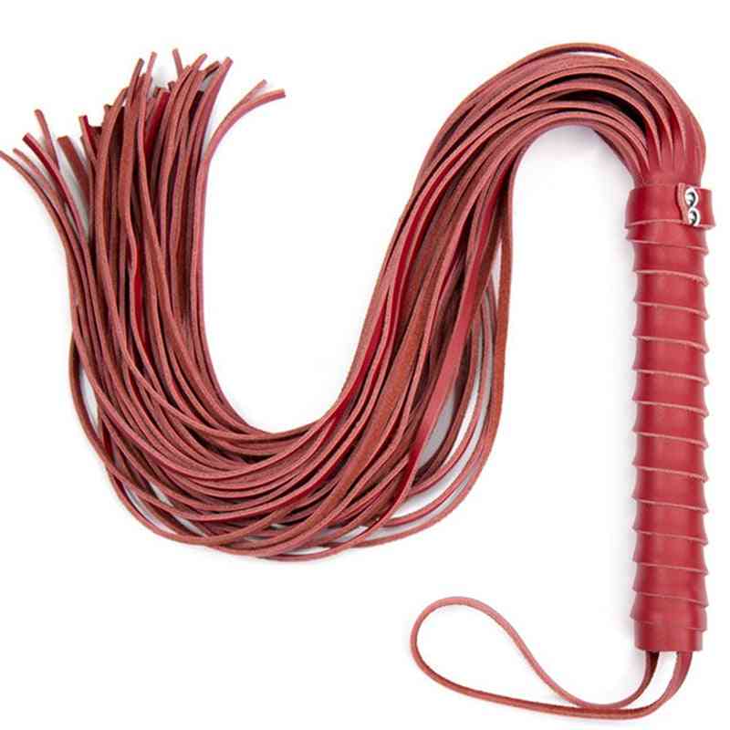 Genuine Leather Tassel Horse Whip With Handle Flogger Equestrian Whips
