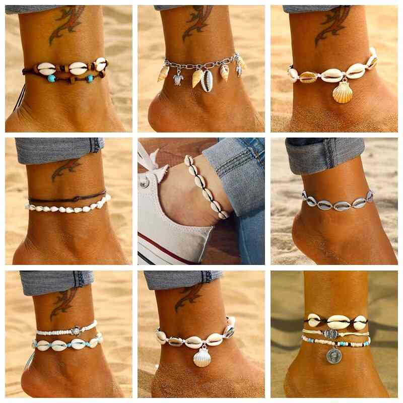 Bohemian Shell Anklets - Ankle Strap, Beach Jewelry