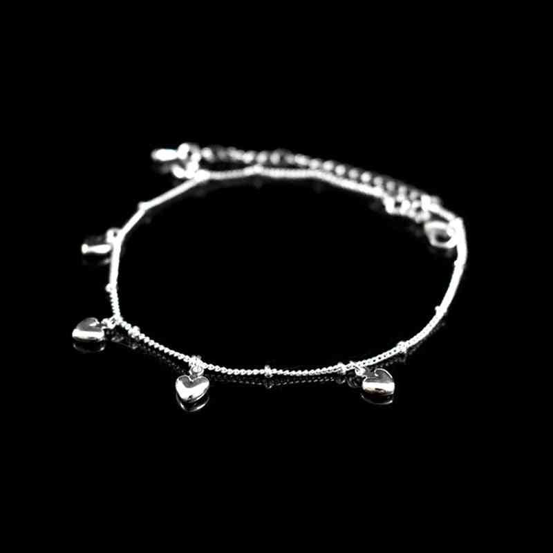 New Fashion Sterling Silver Simple Exquisite Heart Pendant Anklets