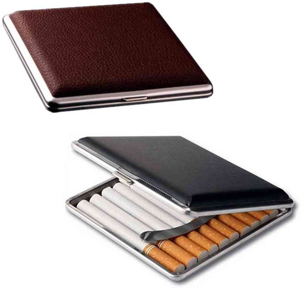 Leather Metal Cigarette Storage Box