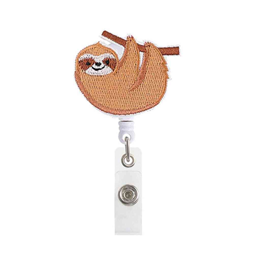 Animal Sloth- Retractable Badge Holder, Staff Reel Clip