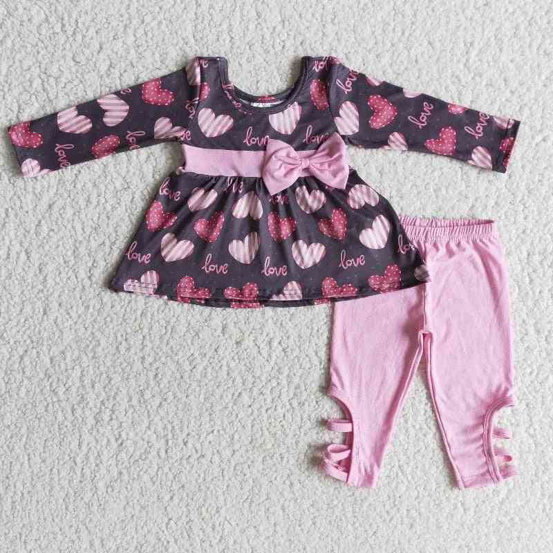 Fashion love heart top byxor outfit för baby girl
