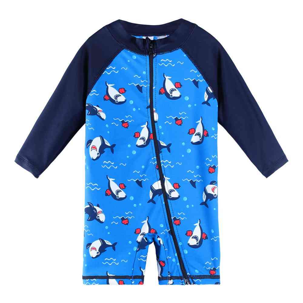 Cartoon Long Sleeve Baby Boy Swimwear One Piece Toddler Swimsuit