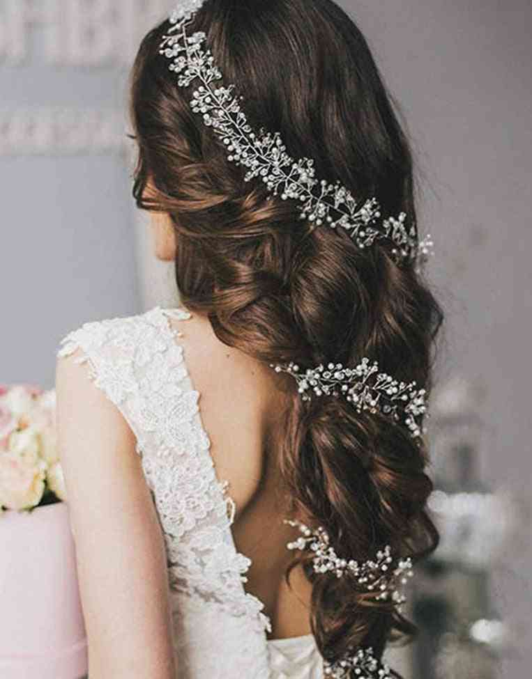 Bryllup hår vine brude hår tilbehør, håndlagde perler og krystall perler