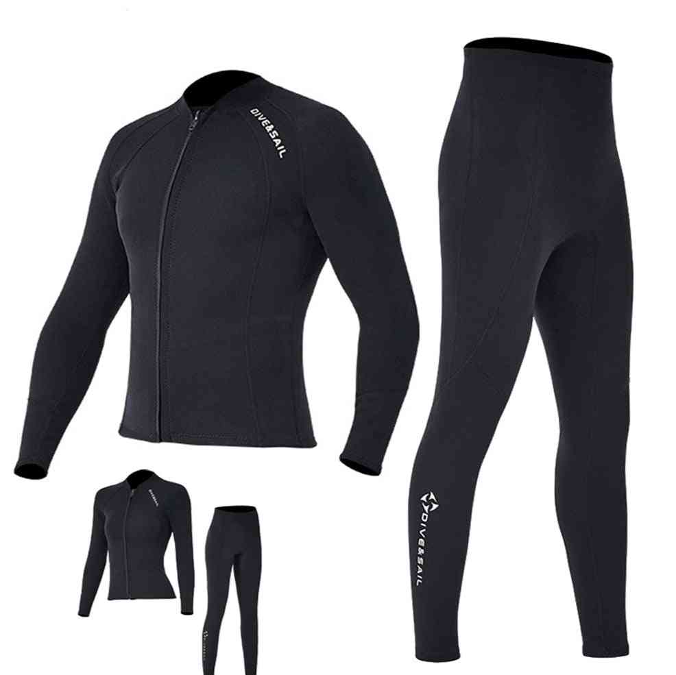 Dive Sail 2mm Premium Diving Suit For Men Women Wetwuit Pants Split Body Jacket-pants Neoprene Swimwear Black Keep Warm Black