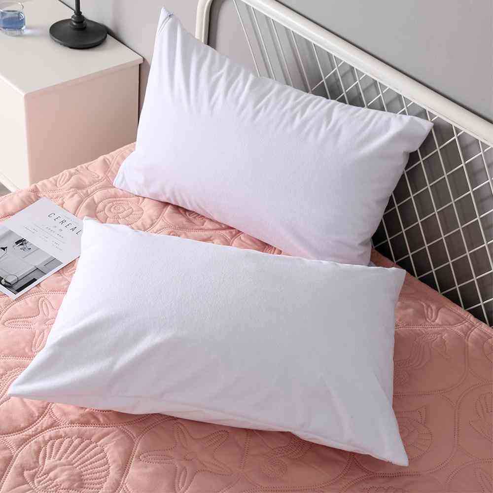 Waterproof Zippered And Soft Cotton White Pillow Protector
