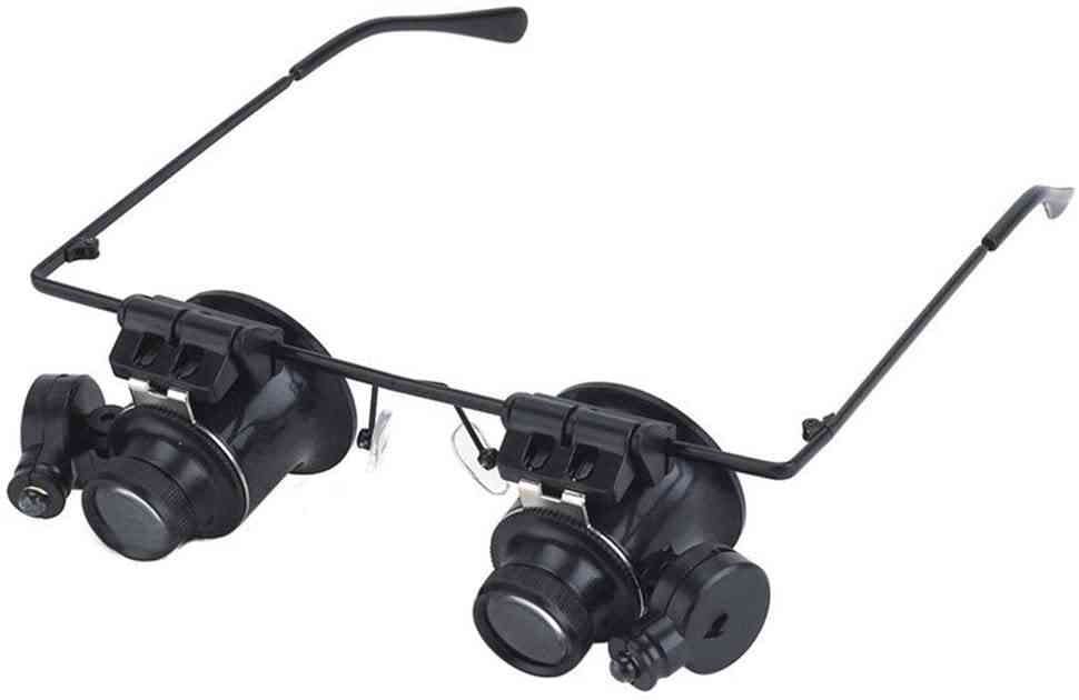 20x briller type kikkert lup reparationsværktøj led lamper