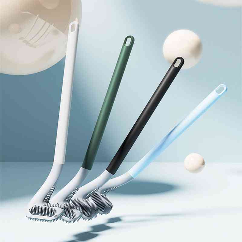 Golf Silicone Toilet Brushes With Hooks Long Handled Toilet Cleaning Brush Black Modern Hygienic Bathroom Accessories