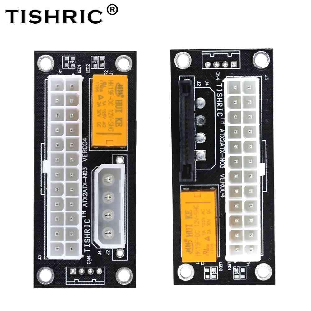 Tishric 5/10pcs Dual Psu Power Supply Pc Block Synchronizer Add2psu Atx 24pin To 4pin Molex Connector Riser Miner Mining Adapter