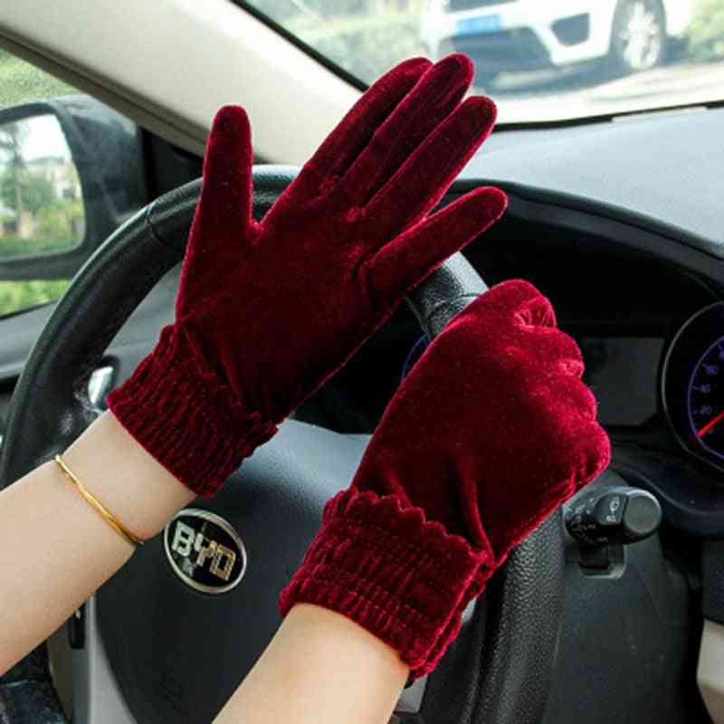Gold Velvet Thin Winter Warm Outdoor Sports Fitness Cycling Gloves