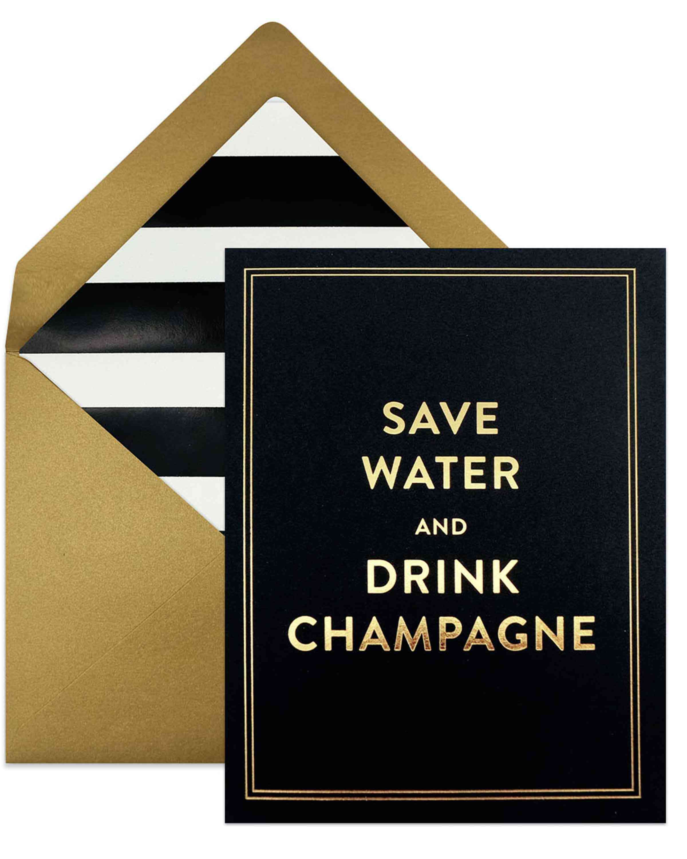 Spar vann og drikk champagne-kort med konvolutt
