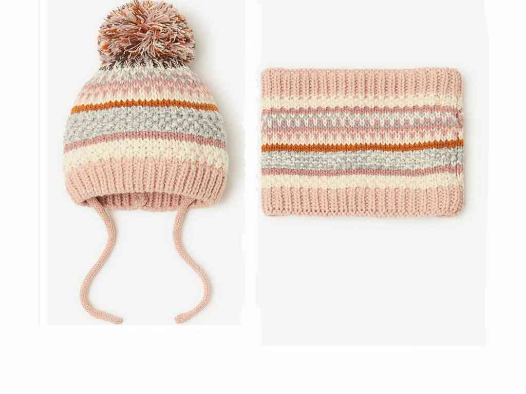 New Stripe Beautiful Knit Acrylic Hat And Scarf For