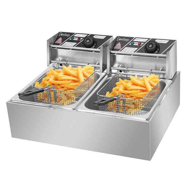 2500w 6.3qt/6l Stainless Steel Double Cylinder Electric Fryer