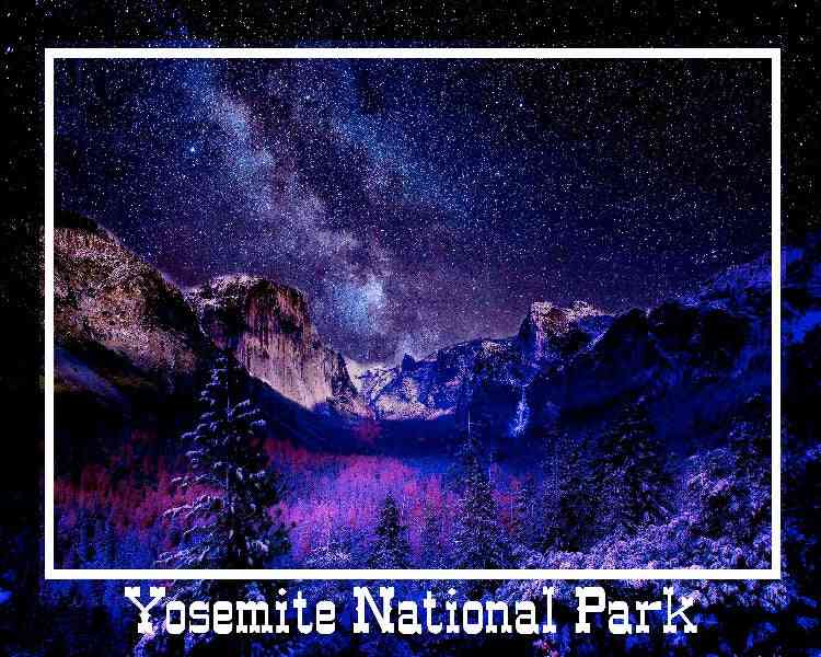 Reseaffisch- Yosemite nationalpark kvällshimlar