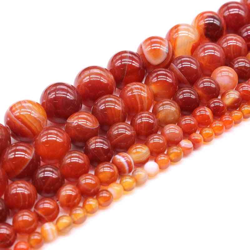 Natural Stone Red Stripes Agates  Beads For Jewelry Making Diy Bracelet
