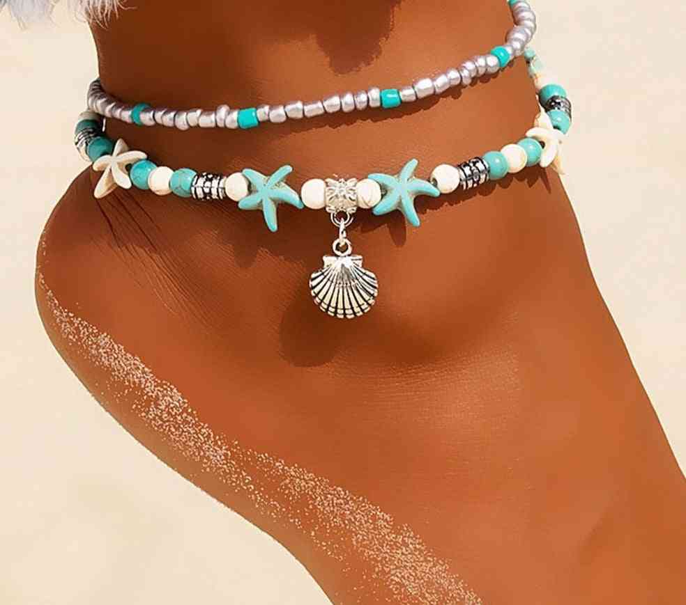 Vintage Shell Beads Anklets