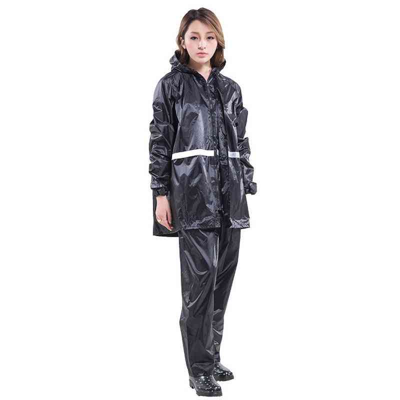 Raincoat Women Waterproof Zipper Hooded Reflective Motorcycle Coat