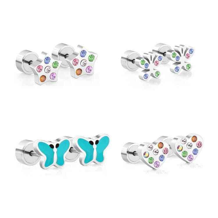 Butterfly Stainless  Cubic Stud Earring