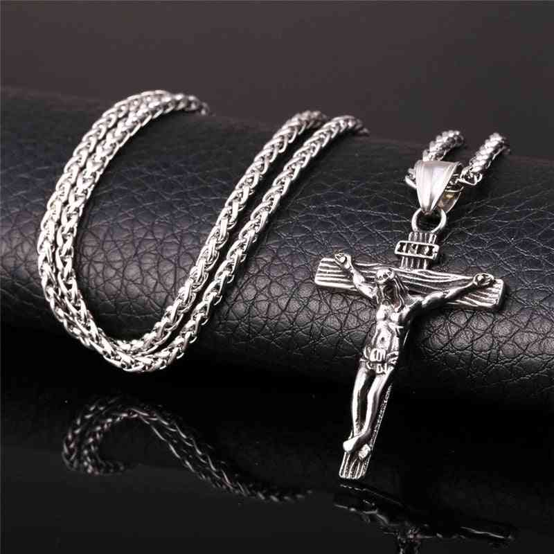 Religiøs jesus kors halskæde til mænd mode guld farve kryds vedhæng med kæde halskæde smykker til mænd