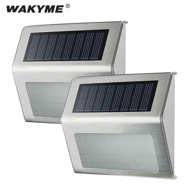 Wakyme 3 led solcellelys udendørs vandtæt solcellelampe rustfrit stål solcelledrevet sollys til havedekoration sti trappe