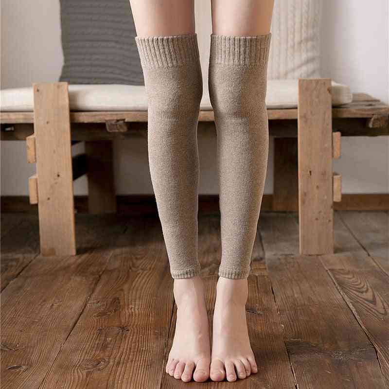 Women Knee Furry Leg Warmers Knitted Socks